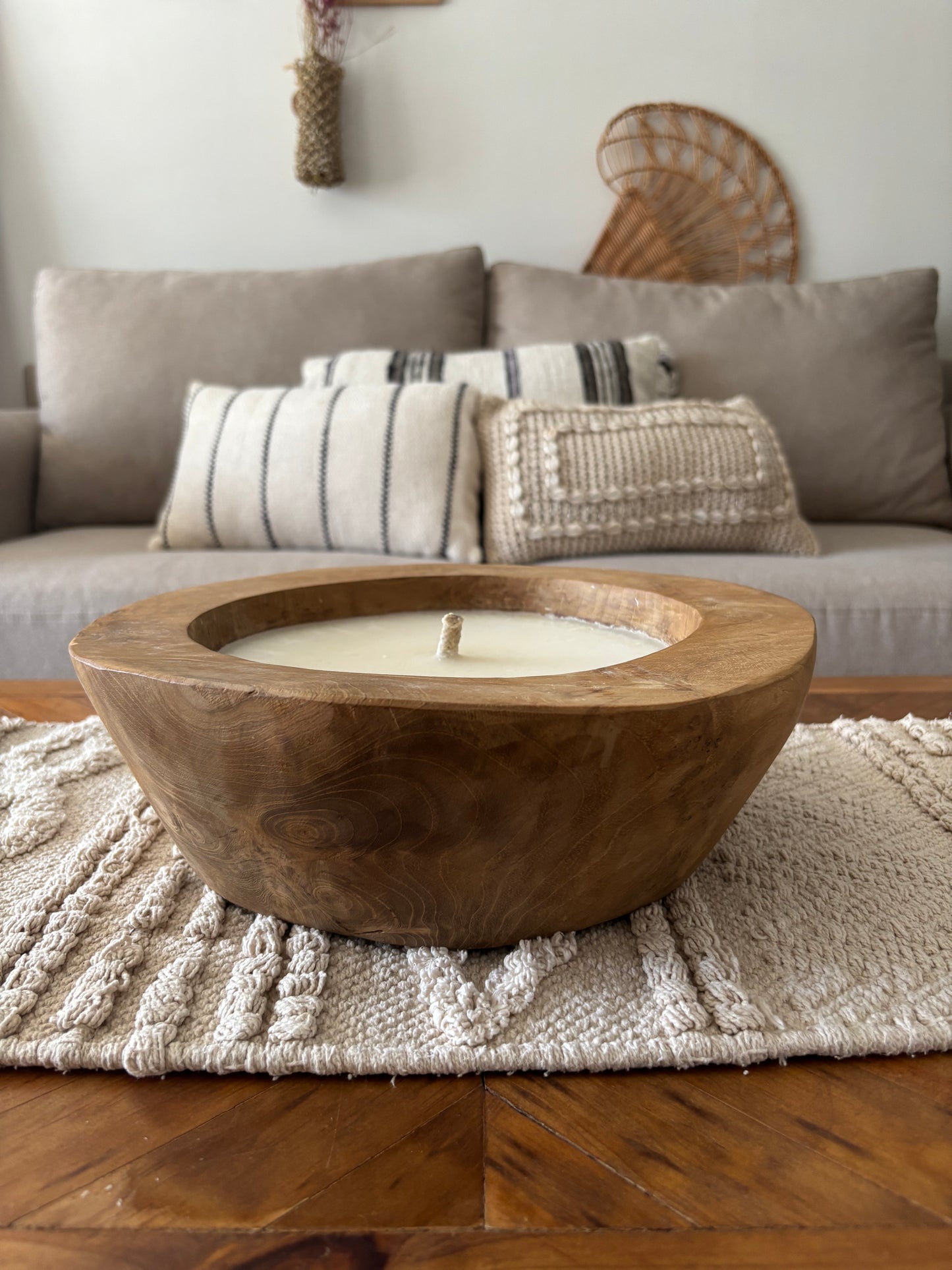 Vela en cuenco madera