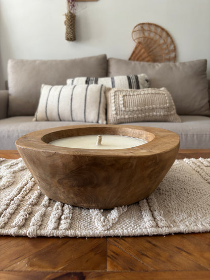 Vela en cuenco madera